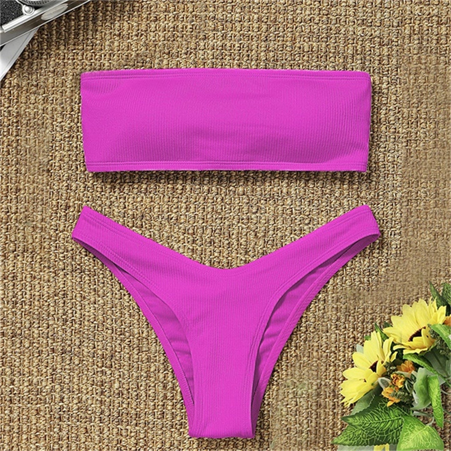 Strapless Bikini 2021 Woman 2 Piece Swimsuit Solid Swimwear Sexy
