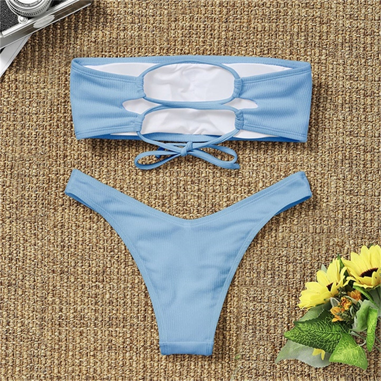 Strapless Bikini 2021 Woman 2 Piece Swimsuit Solid Swimwear Sexy