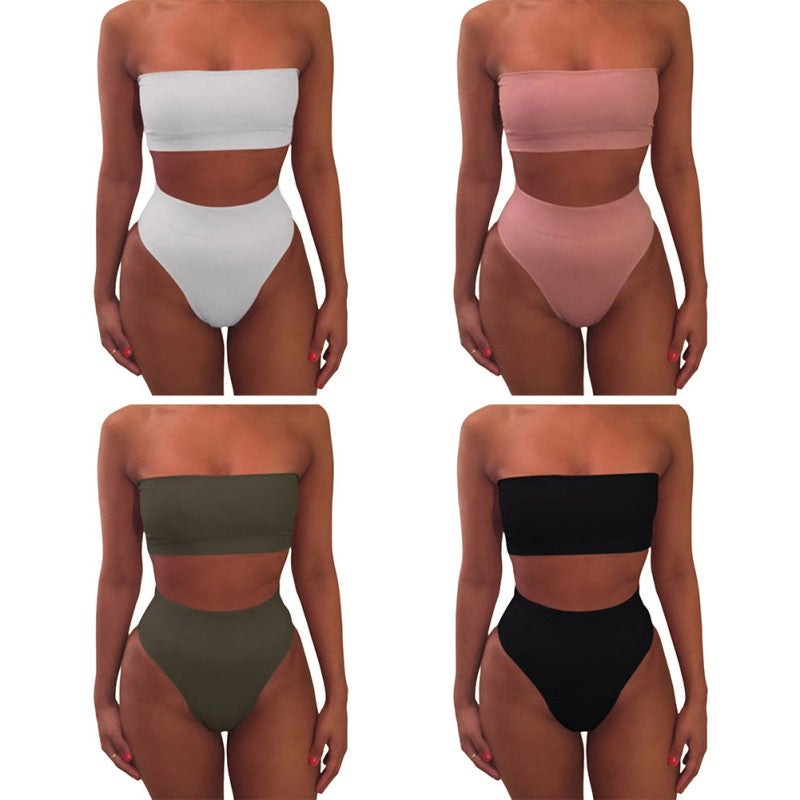 High Waisted Two Piece Brazilian Bikini Set without Padding
