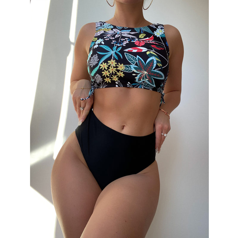 Floral Print Two Piece Bikini Set with Padded Top