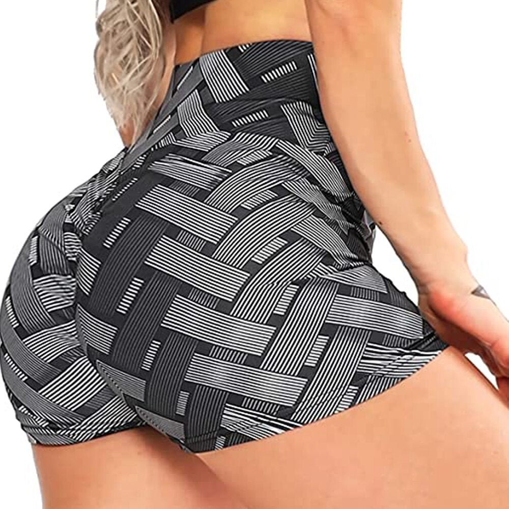 Pattern Printed Booty Shorts High Waist Yoga Shorts