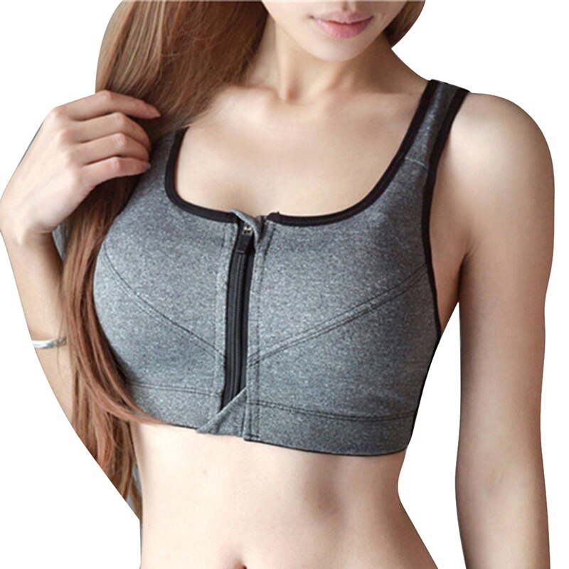 Women's Fitness Sports Running Bra with Zipper