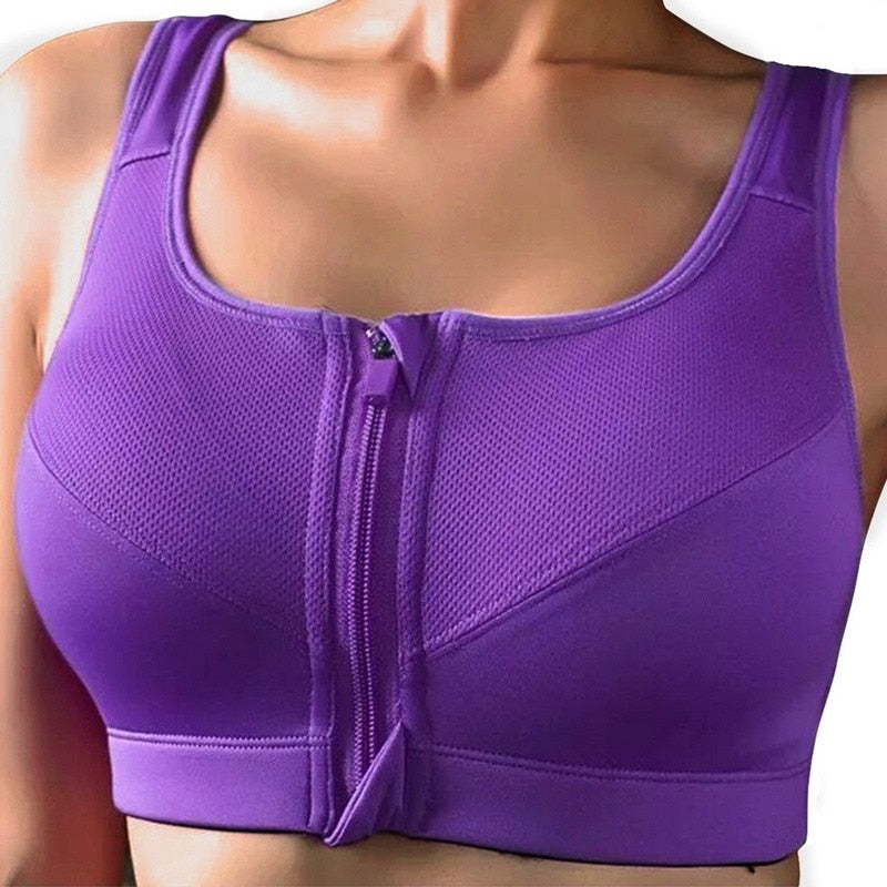 Women's Fitness Sports Running Bra with Zipper