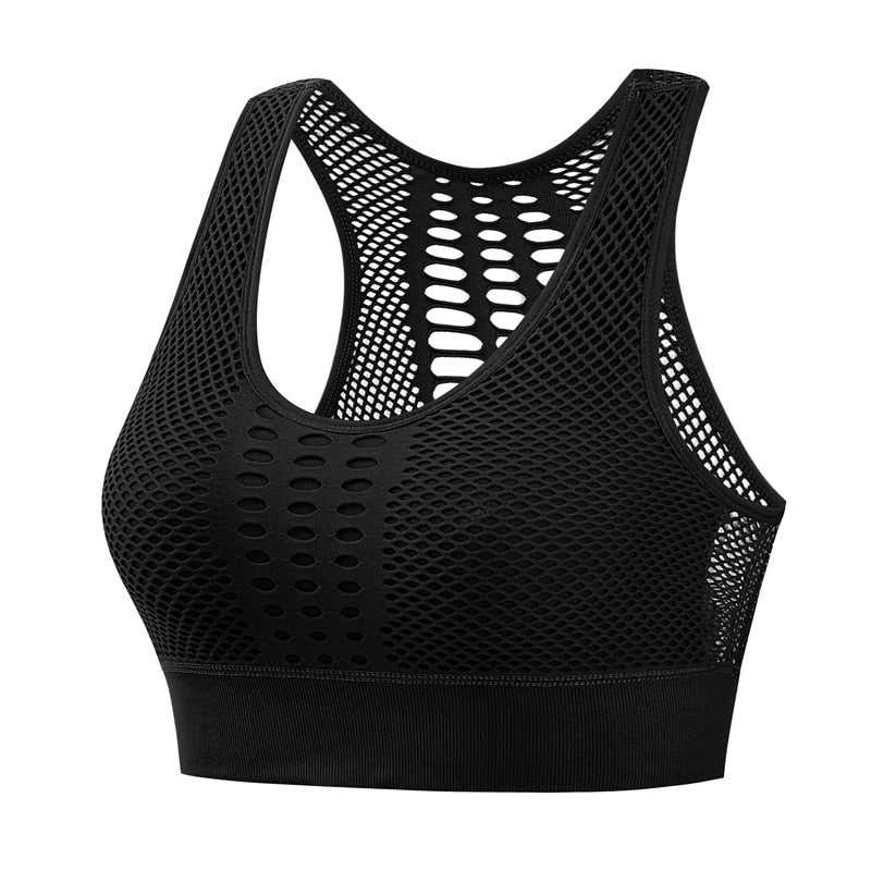 Women Sports Fitness Bra Mesh Breathable Seamless