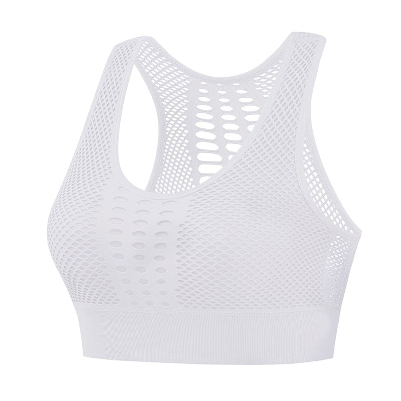 Women Sports Fitness Bra Mesh Breathable Seamless