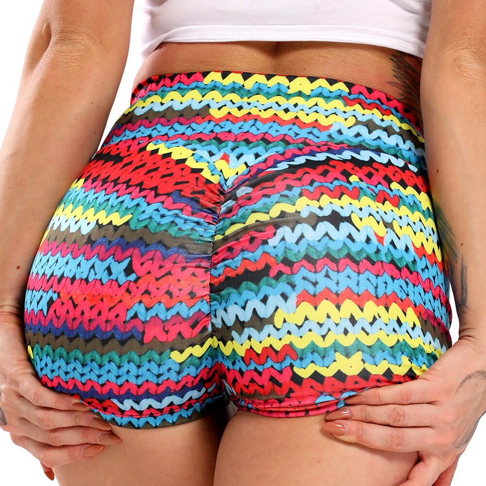 Pattern Printed Booty Shorts High Waist Yoga Shorts