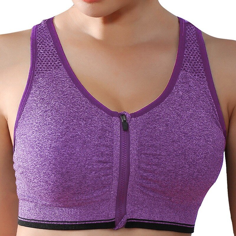 Women's Fitness Sports Running Bra with Zipper