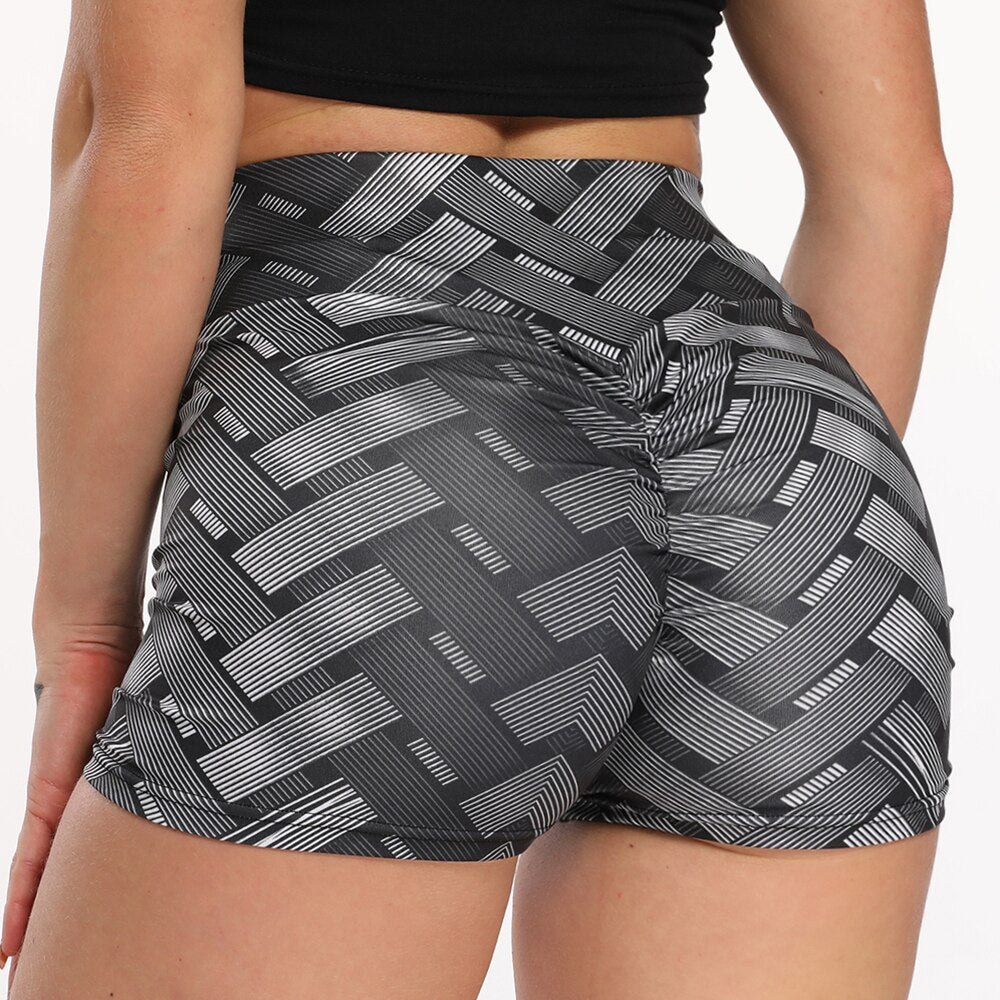 Pattern Printed Booty Shorts High Waist Yoga Shorts