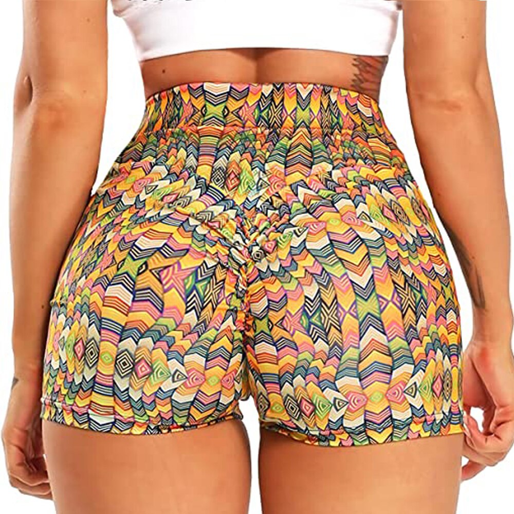 Pattern Printed Booty Shorts High Waist Yoga Shorts