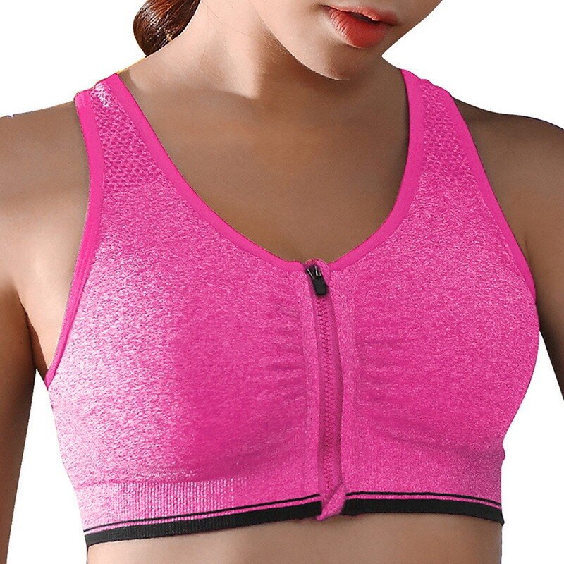 Women's Fitness Sports Running Bra with Zipper