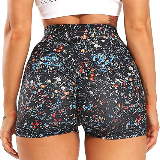 Pattern Printed Booty Shorts High Waist Yoga Shorts