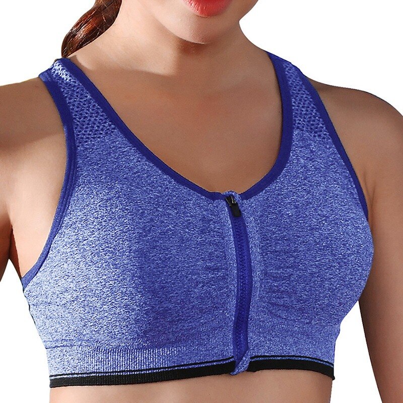 Women's Fitness Sports Running Bra with Zipper