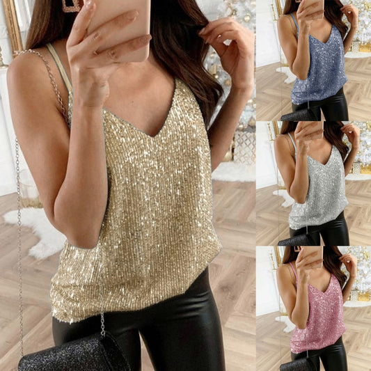 Silver Summer V-neck Tank Top W