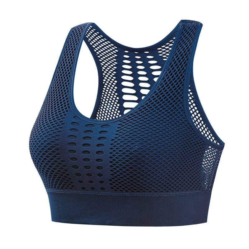 Women Sports Fitness Bra Mesh Breathable Seamless