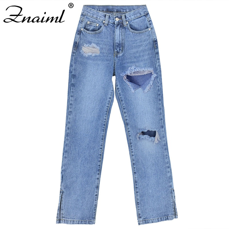 Women's Ripped Vintage High Waist Jeans