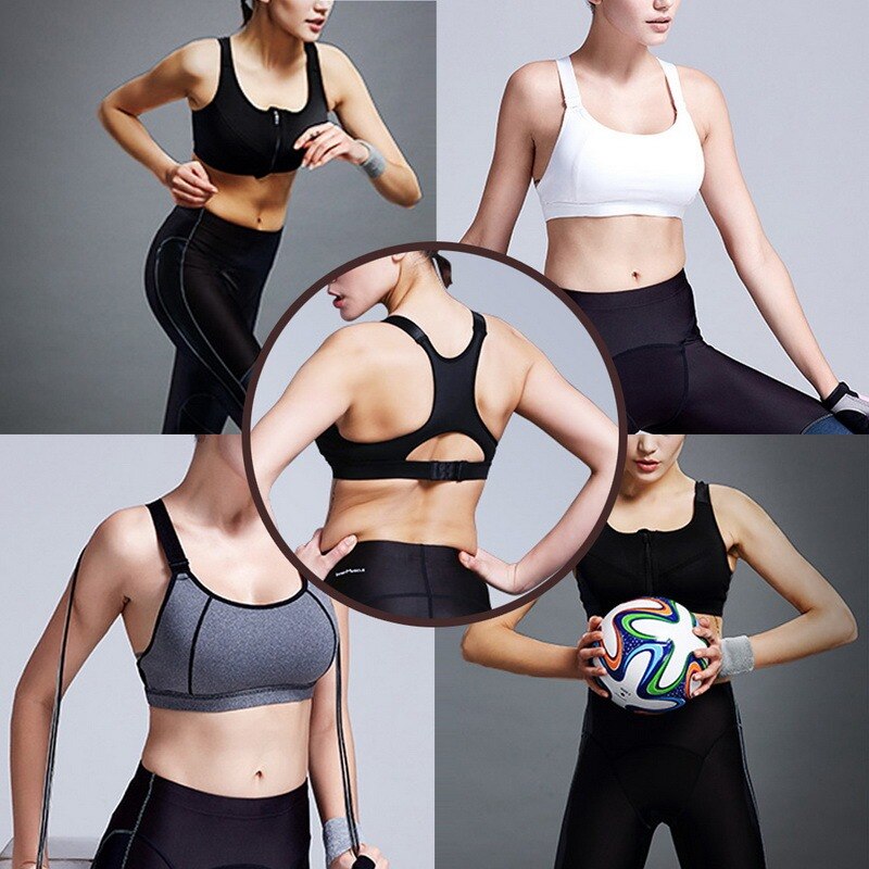 Women's Fitness Sports Running Bra with Zipper