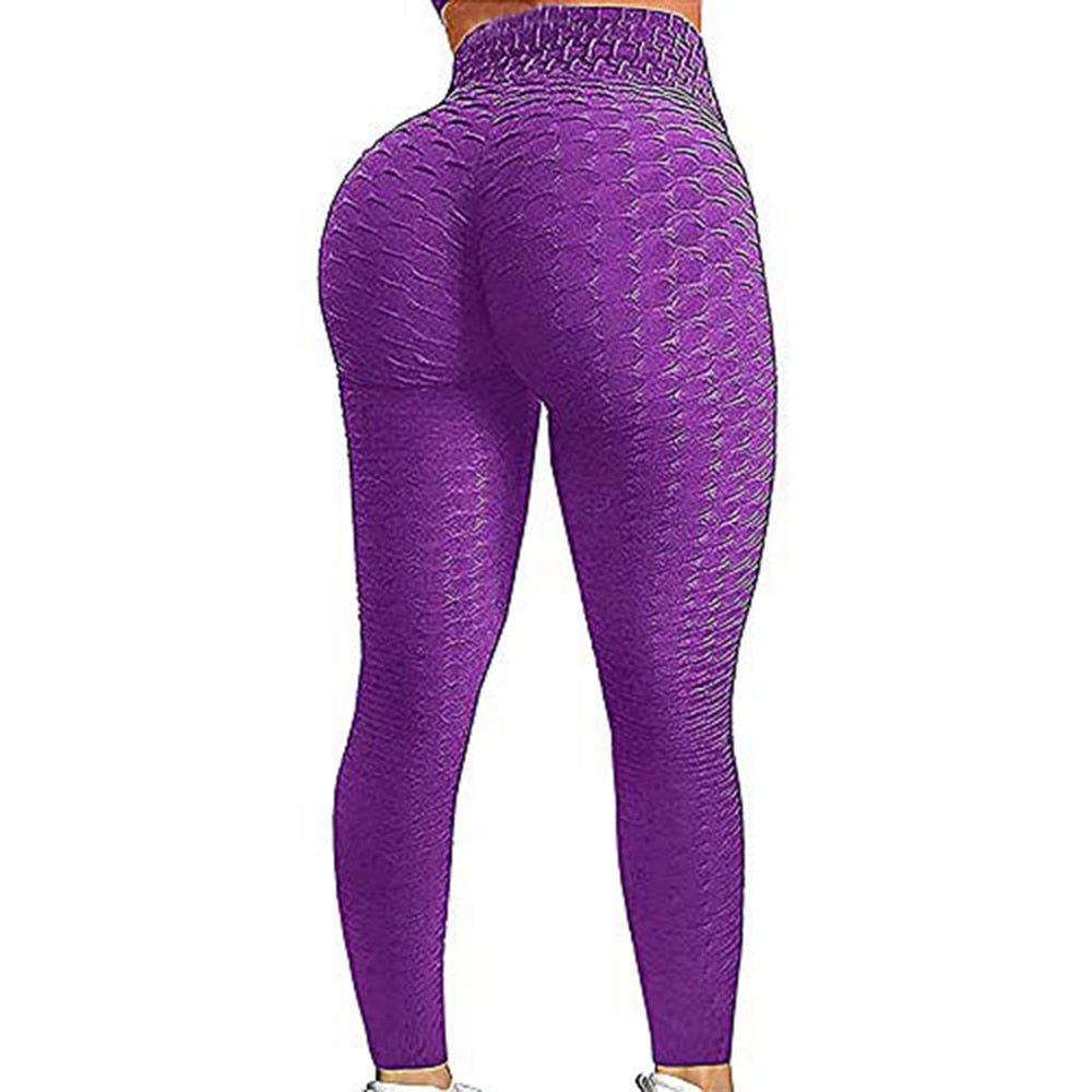 KIWI RATA Women Ruched Textured High Waist Yoga Pants Leggings