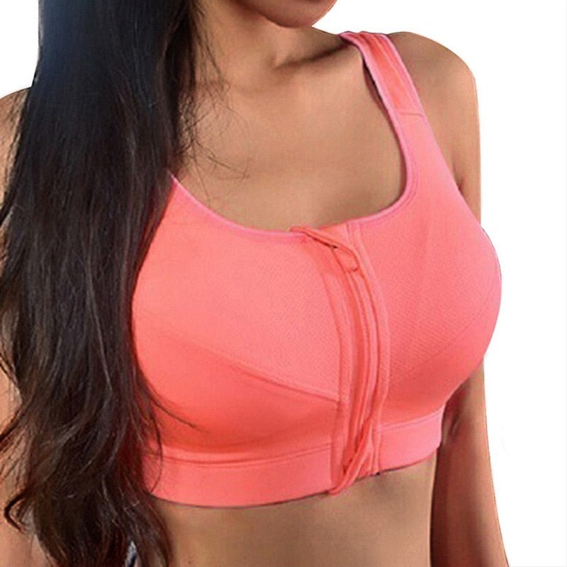 Women's Fitness Sports Running Bra with Zipper