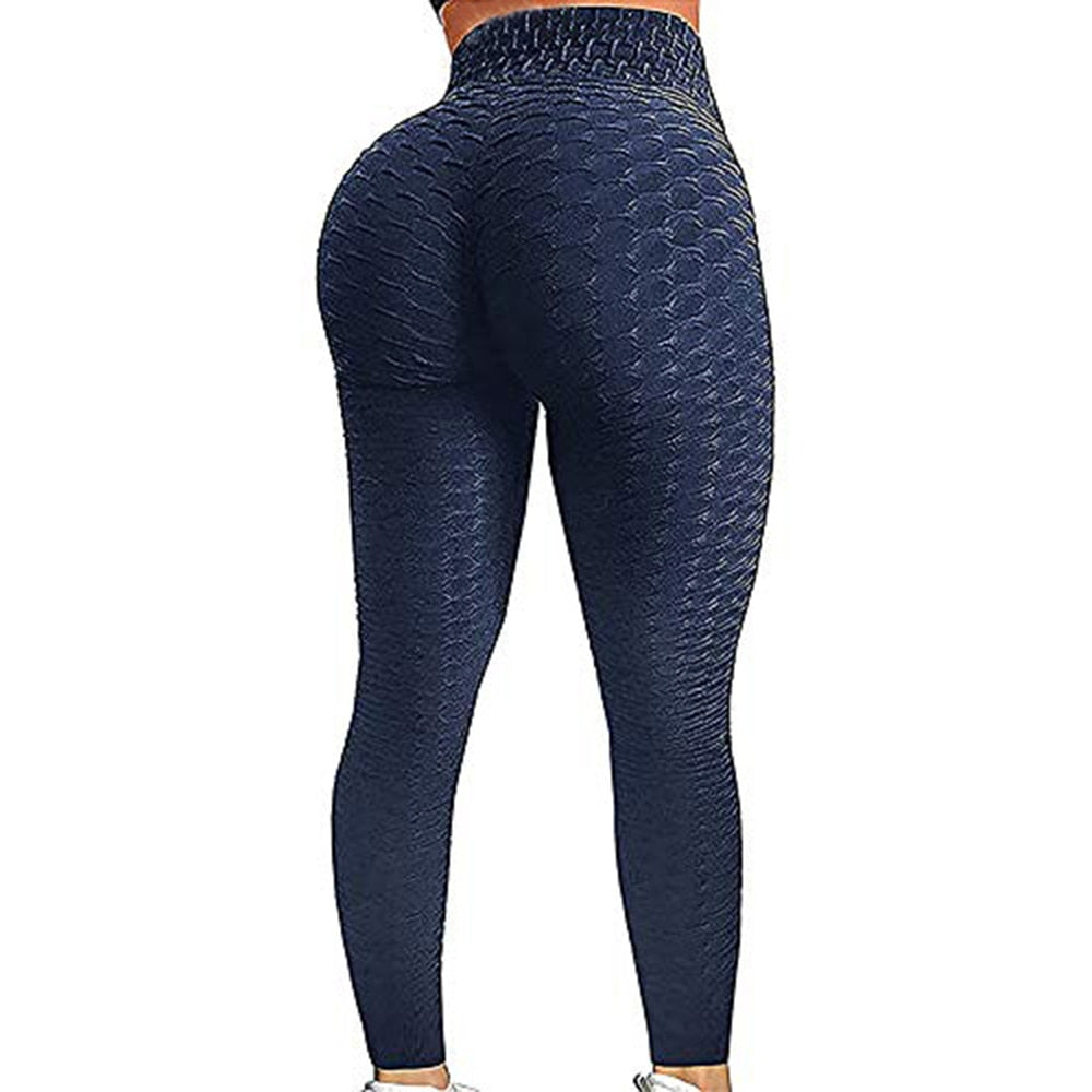 KIWI RATA Women Ruched Textured High Waist Yoga Pants Leggings