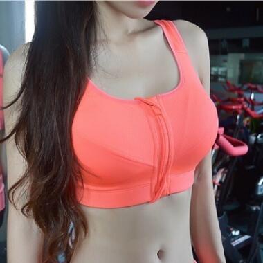 Running Fitness Sport Zippered Push Up Bra