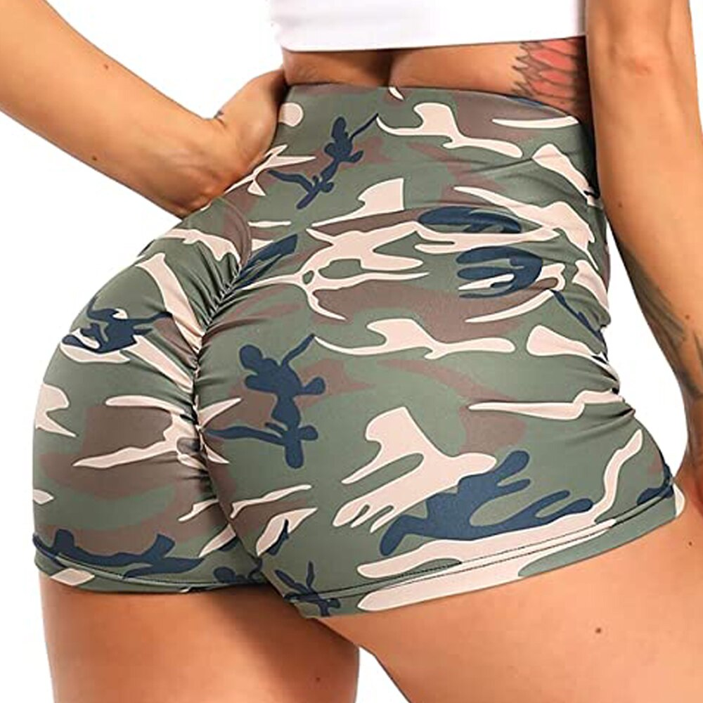 Pattern Printed Booty Shorts High Waist Yoga Shorts