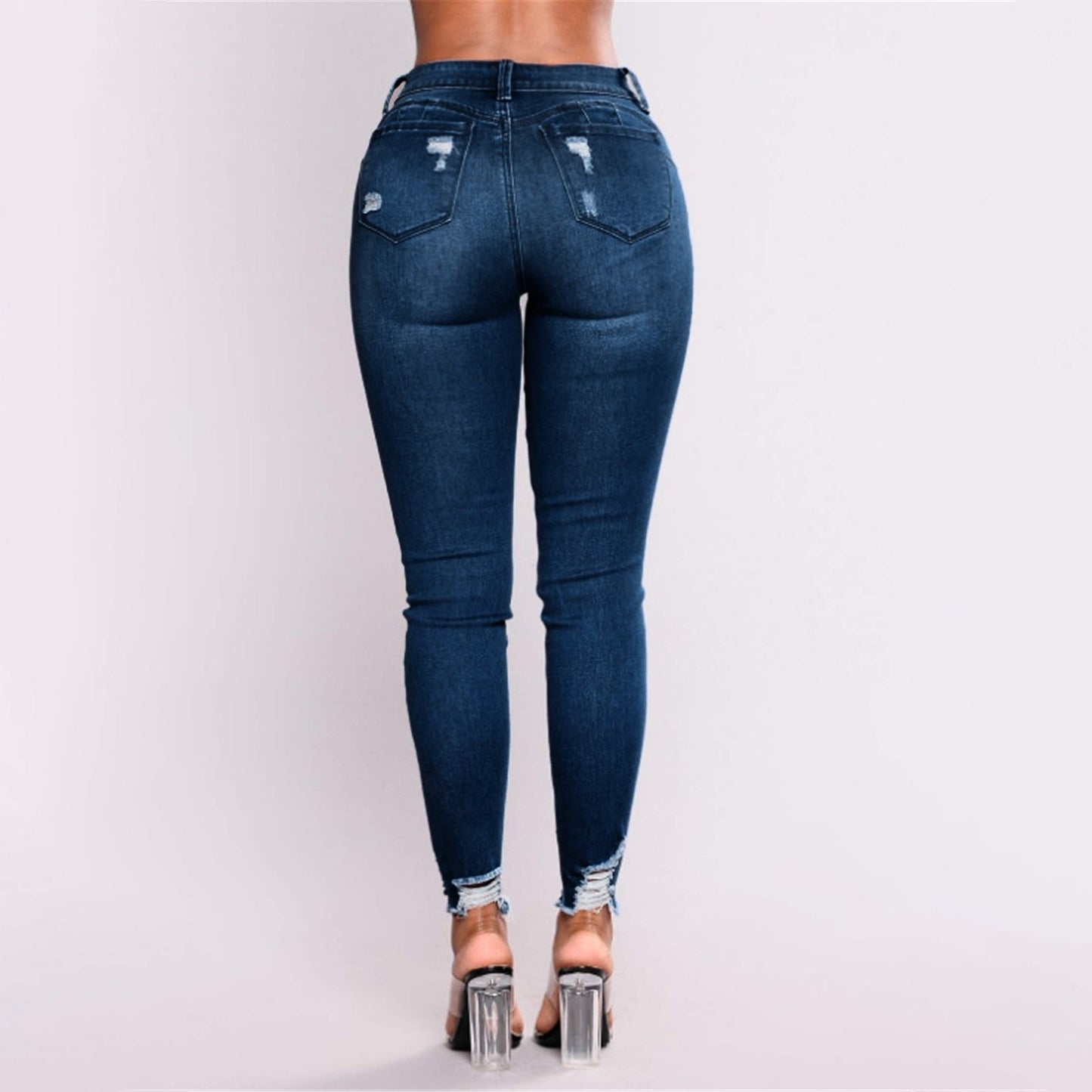 Women's Butt Lifting Skinny High Waist Ripped Denim Jeans