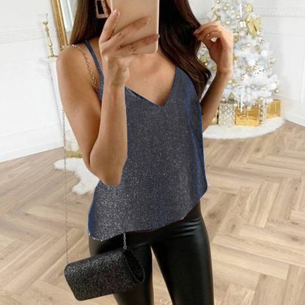 Silver Summer V-neck Tank Top W