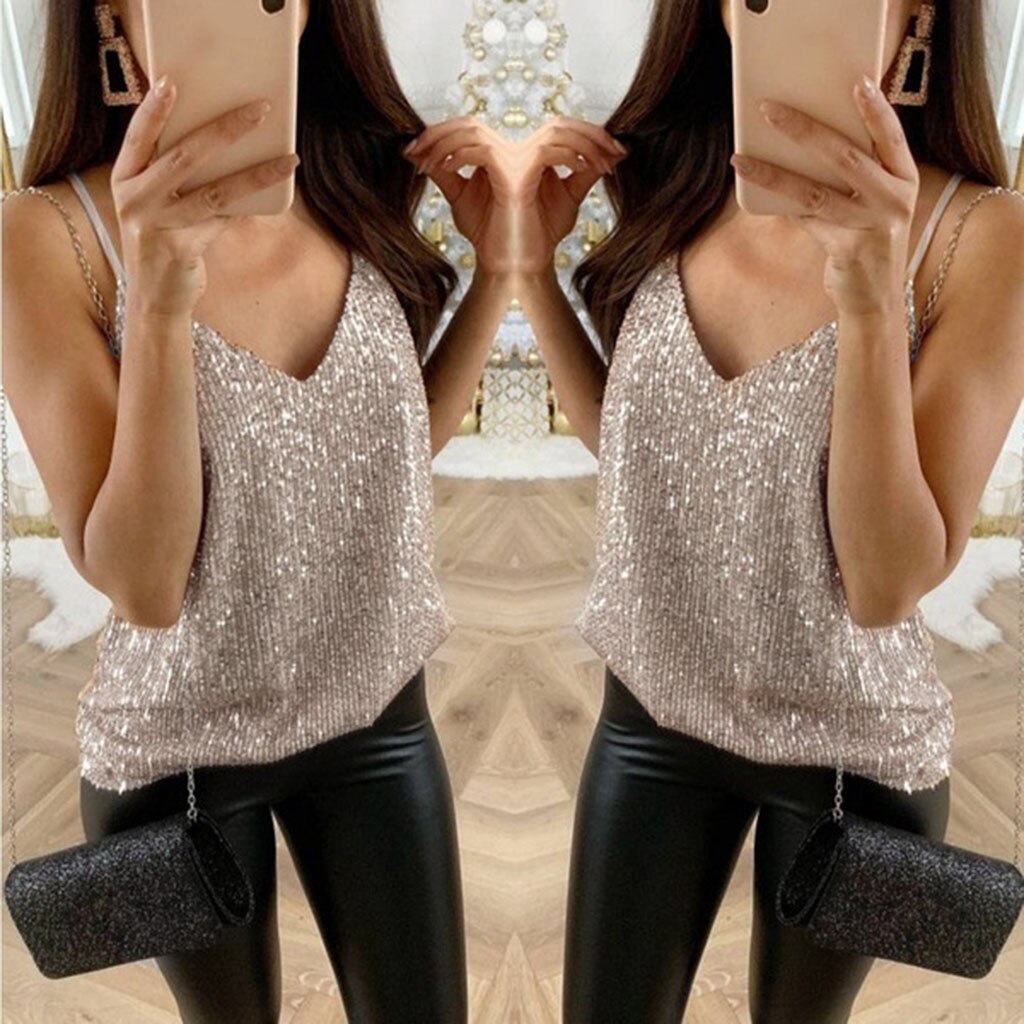 Silver Summer V-neck Tank Top W