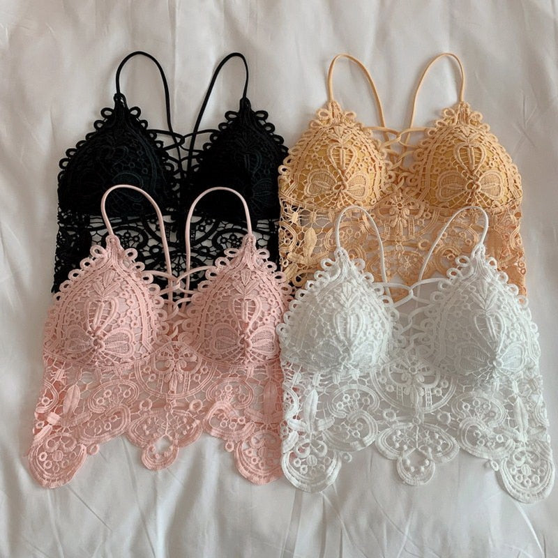 Fashion Mesh Lace Women's Crop Top Bralette Tank Top