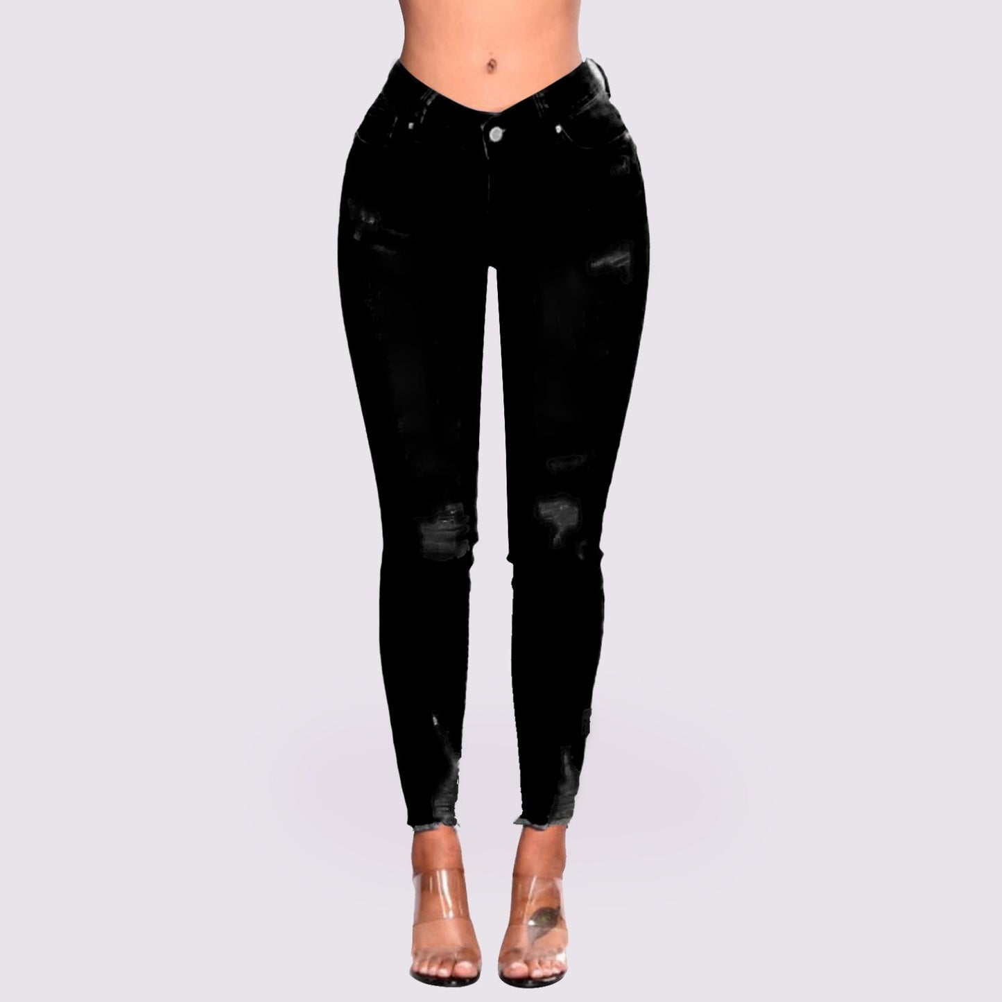 Women's Butt Lifting Skinny High Waist Ripped Denim Jeans