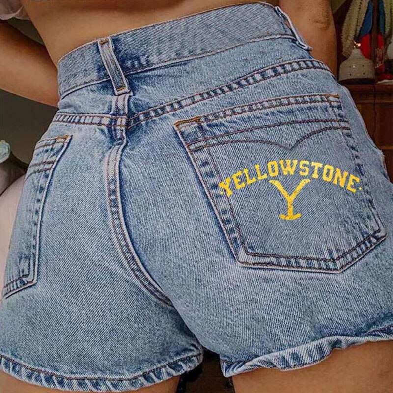 Tight Ripped Women's Mid Waist Denim Jeans Shorts