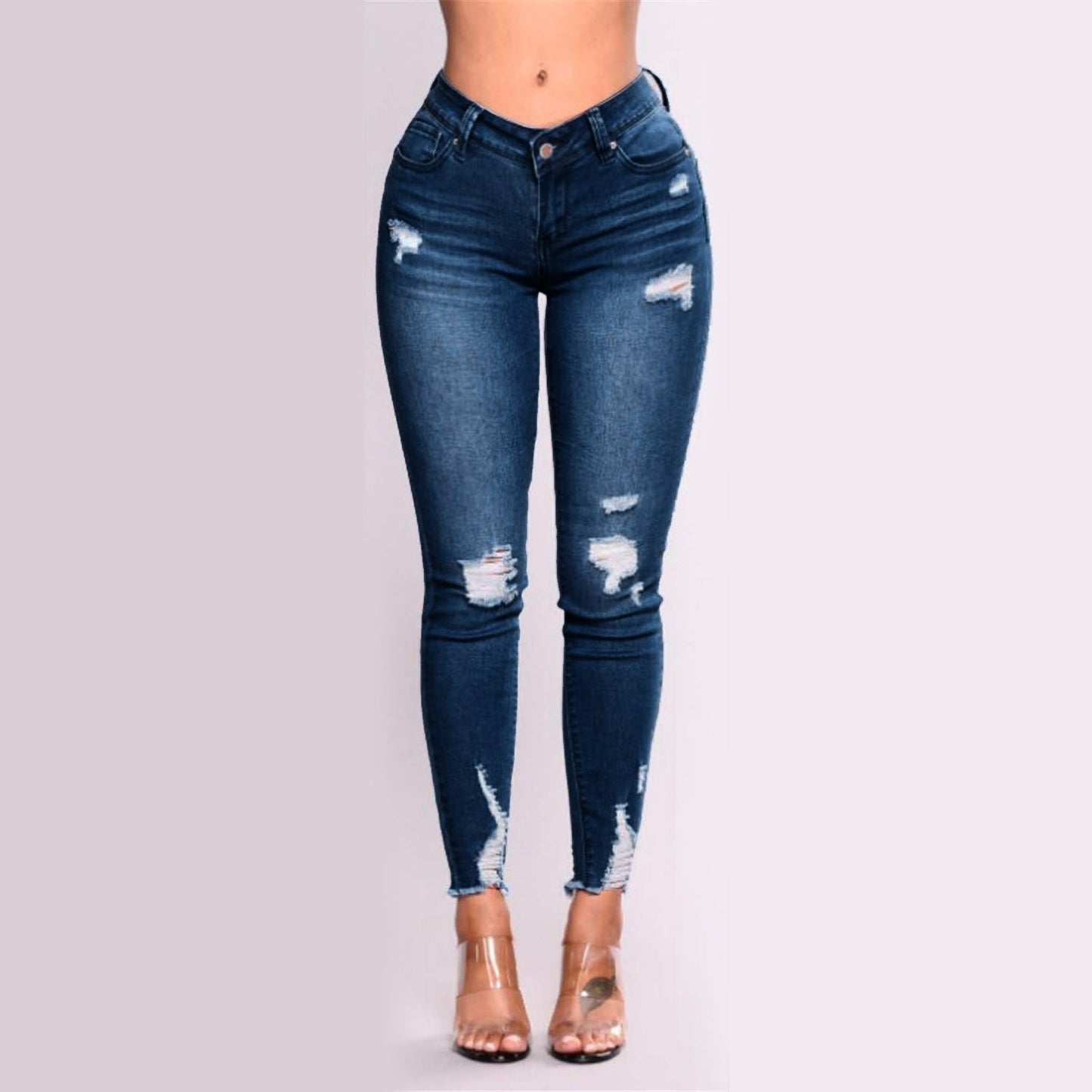 Women's Butt Lifting Skinny High Waist Ripped Denim Jeans