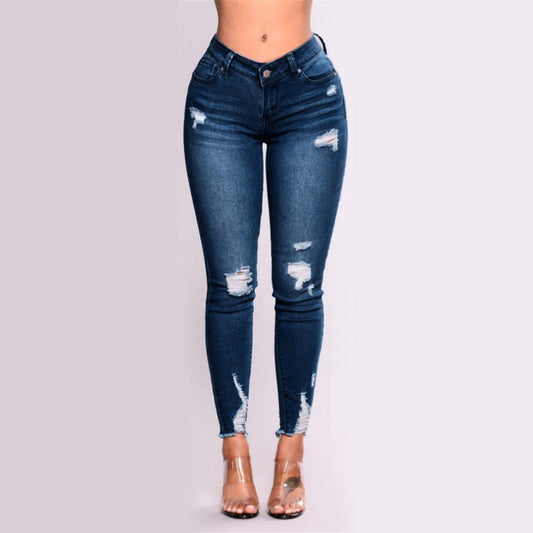 Women's Butt Lifting Skinny High Waist Ripped Denim Jeans