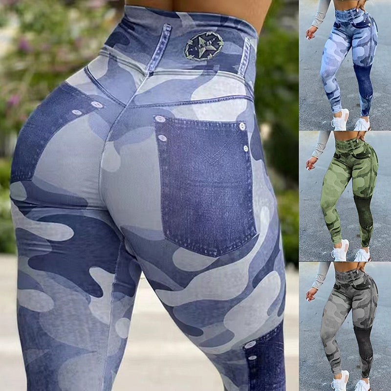 Camouflage Seamless High Waist  Women's Leggings