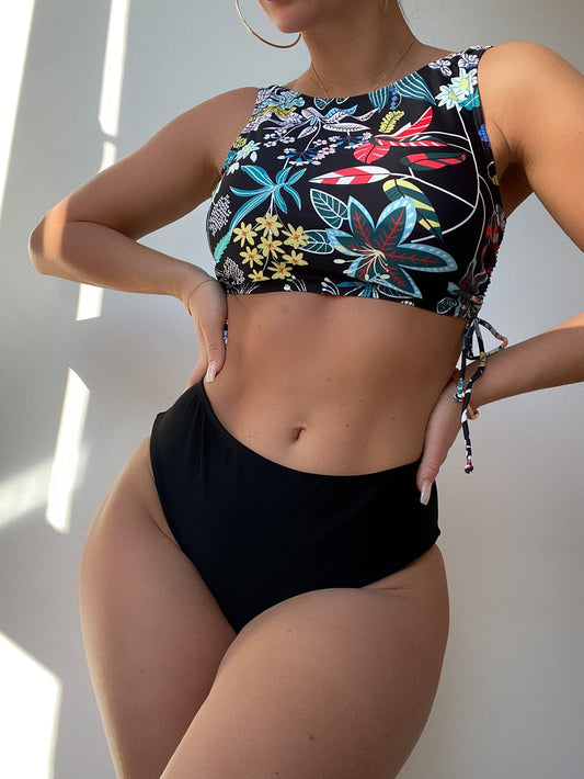 Floral Print Two Piece Bikini Set with Padded Top