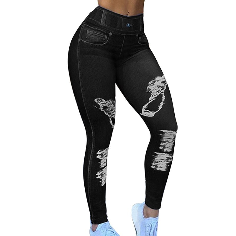 High Waist Cutout Ripped Yoga Pants