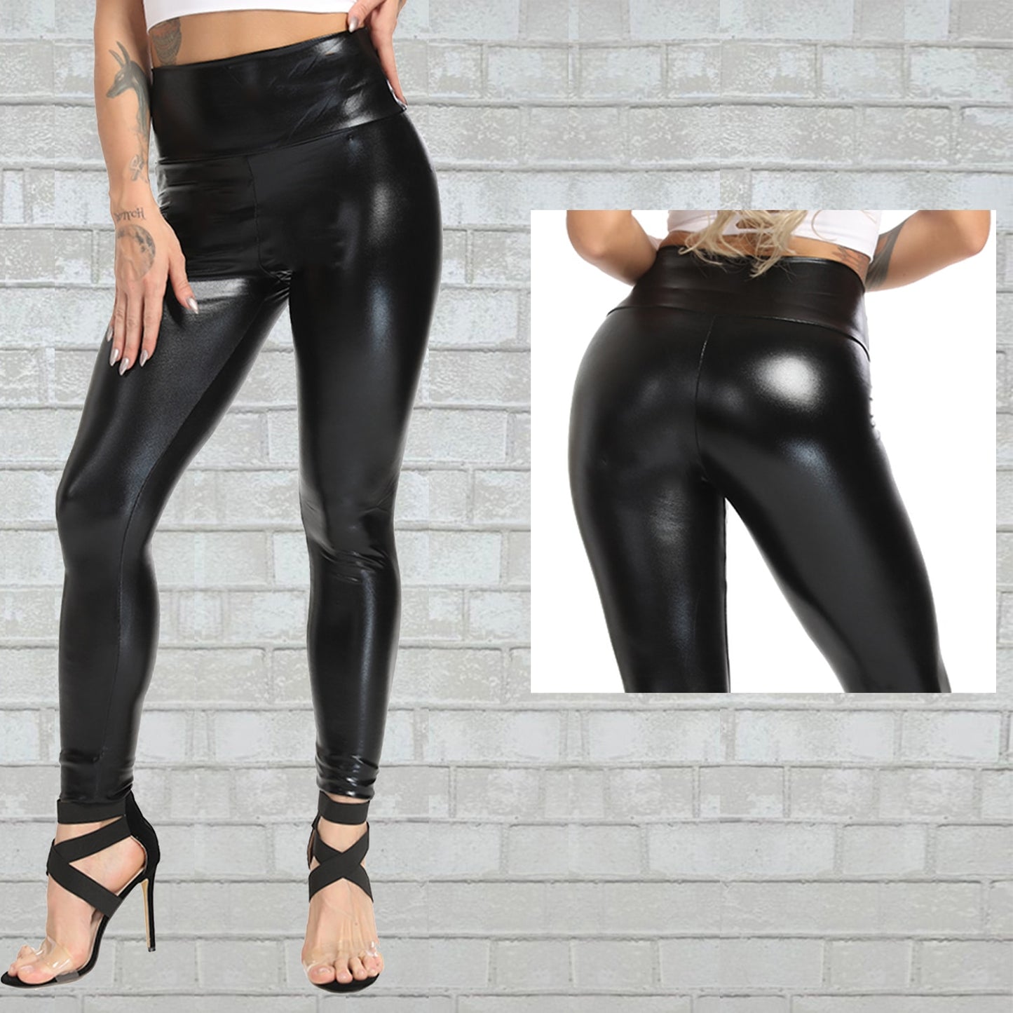 Faux Leather Slim High Waist Fitness Pants