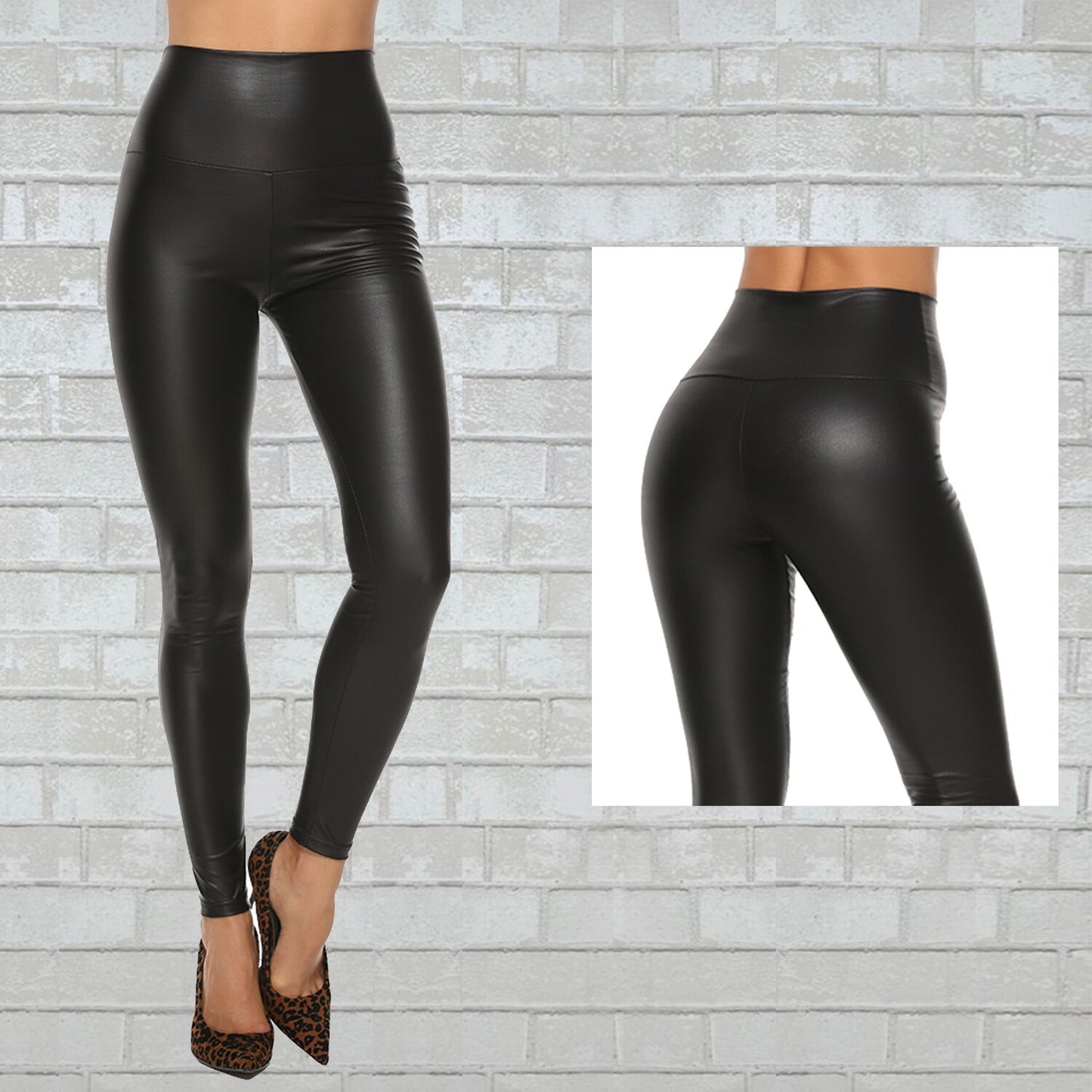 Faux Leather Slim High Waist Fitness Pants