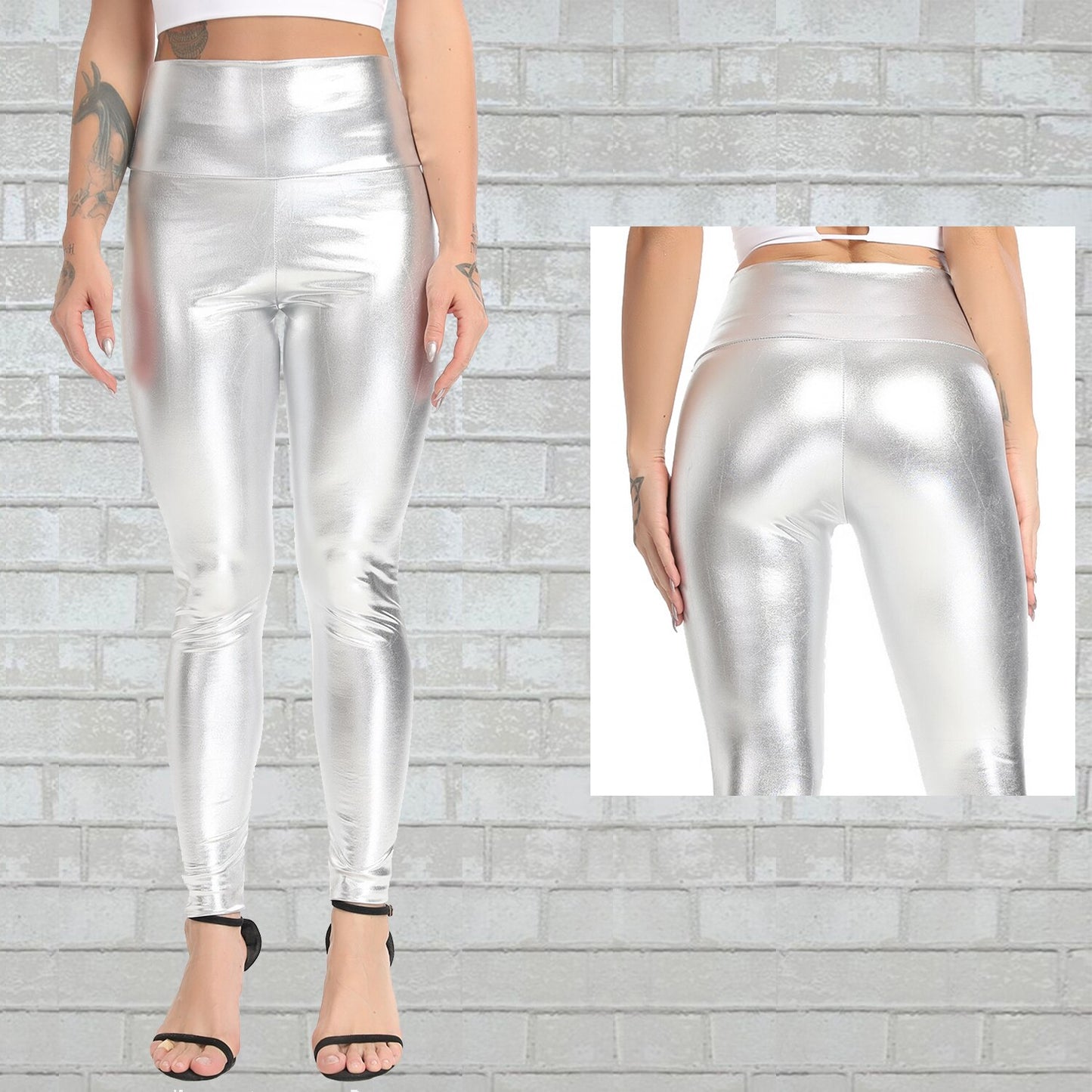 Faux Leather Slim High Waist Fitness Pants