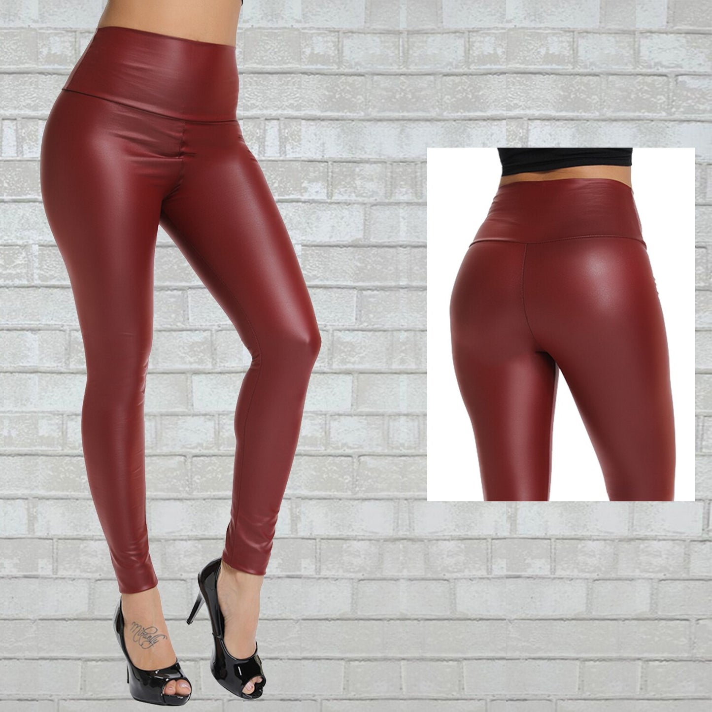 Faux Leather Slim High Waist Fitness Pants