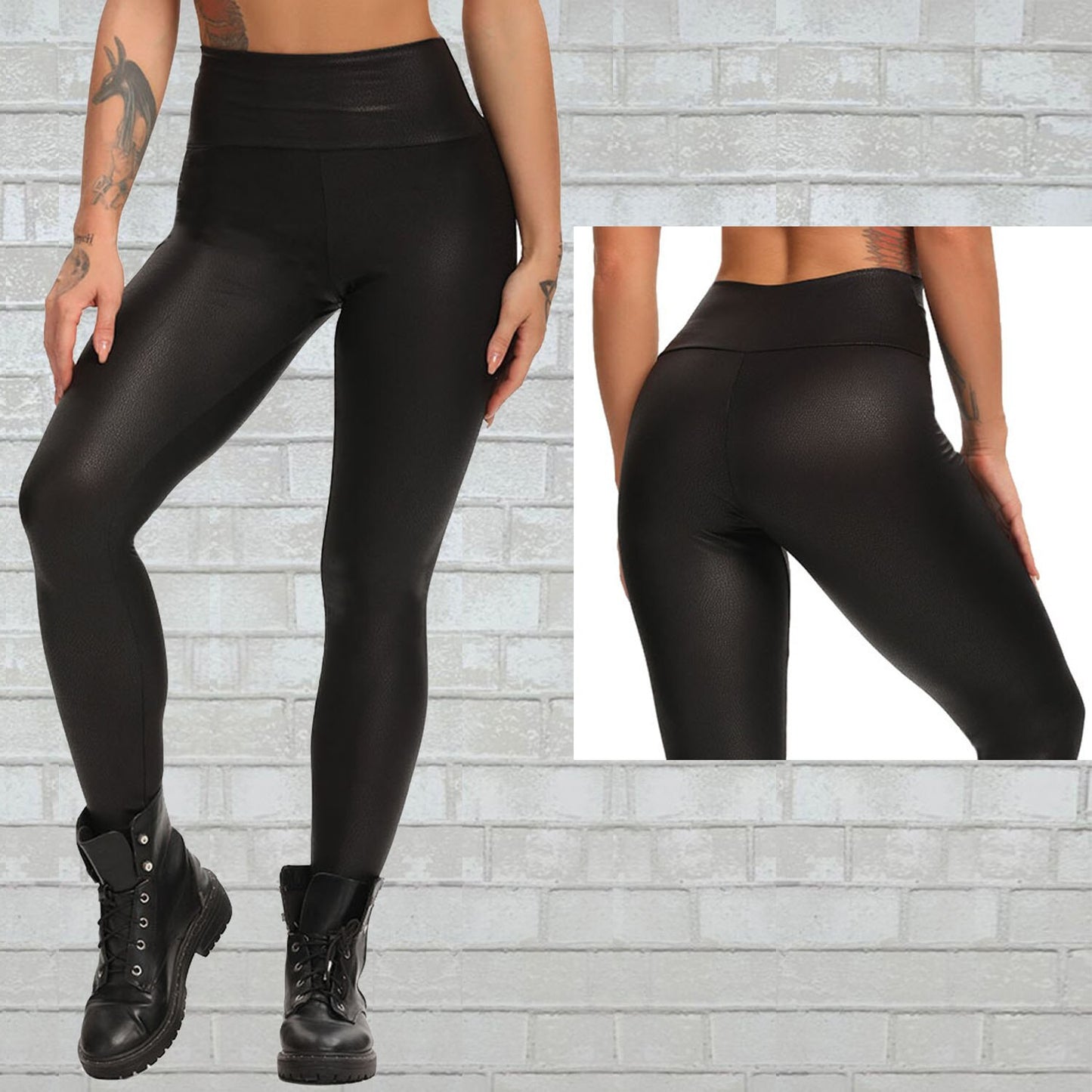 Faux Leather Slim High Waist Fitness Pants