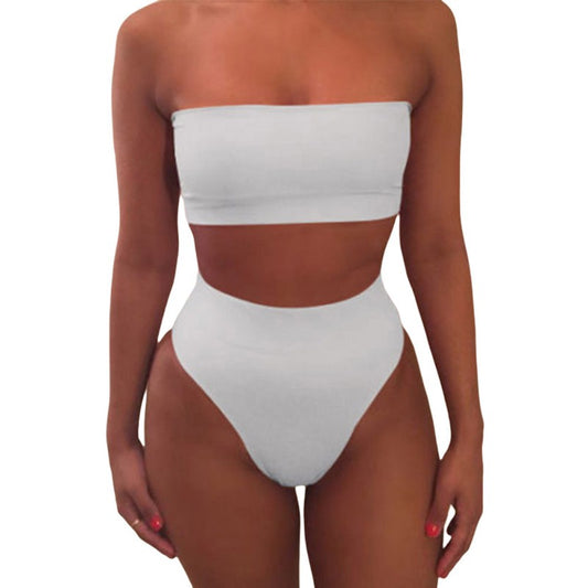 High Waisted Two Piece Brazilian Bikini Set without Padding